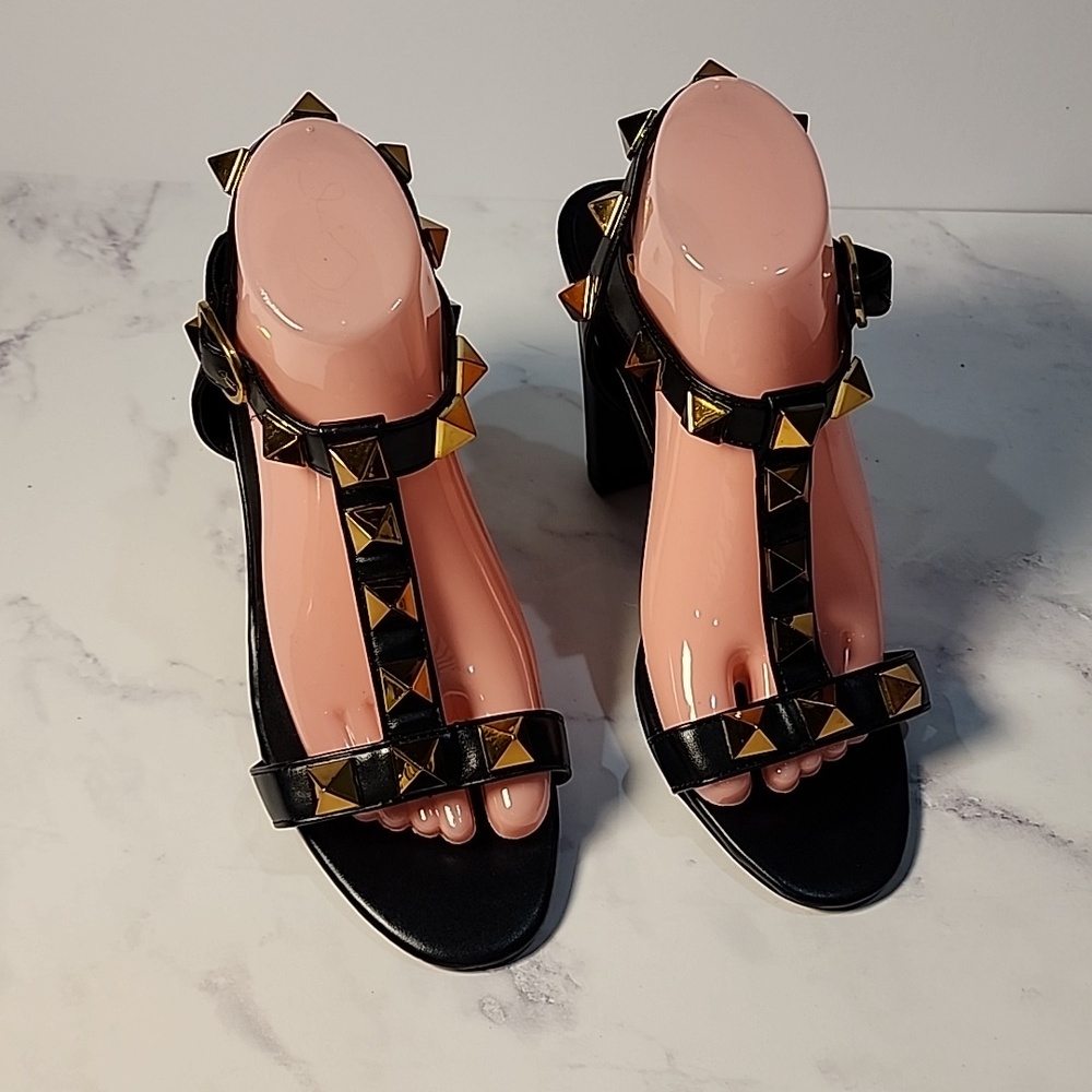 Valentino Garavani Black & Gold Block Heel